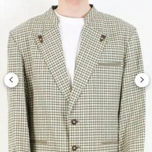 Traunsee Trachten wooden buttons plaid blazer sz 50